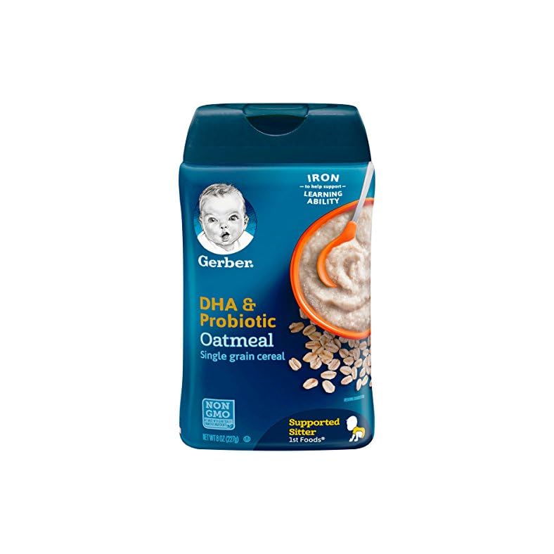Gerber Baby Cereal DHA & Probiotic Oatmeal Baby Cereal, 8 Ounces (Pack of 6)