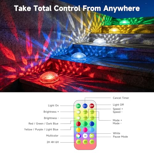 Solar Float Lights for Swimming Pool, 7 Colors RGB + Running Effect, IP68 Waterproof, 4 Brightness Levels, 10m Remote Control, Timer 2/4/6h - for Pool, Pond, Garden, Party Decoration