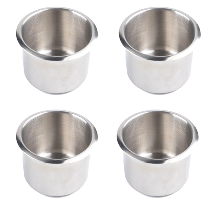 Orimommth 4Pcs Universal Marine Boat Cup Holder 68X55mm Stainless Steel Drop in Drink Cup Holder for Poker Table Couch