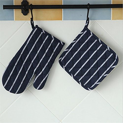 Dark blue striped microwave oven glove pan mat (20cm20cm)