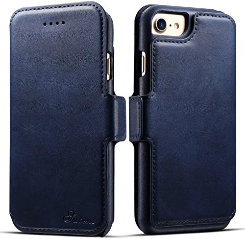 Wallet Phone Case FlIp ProtectIve Card Holder Cover KIckstand FolIo Cover for Iphone8 case blue