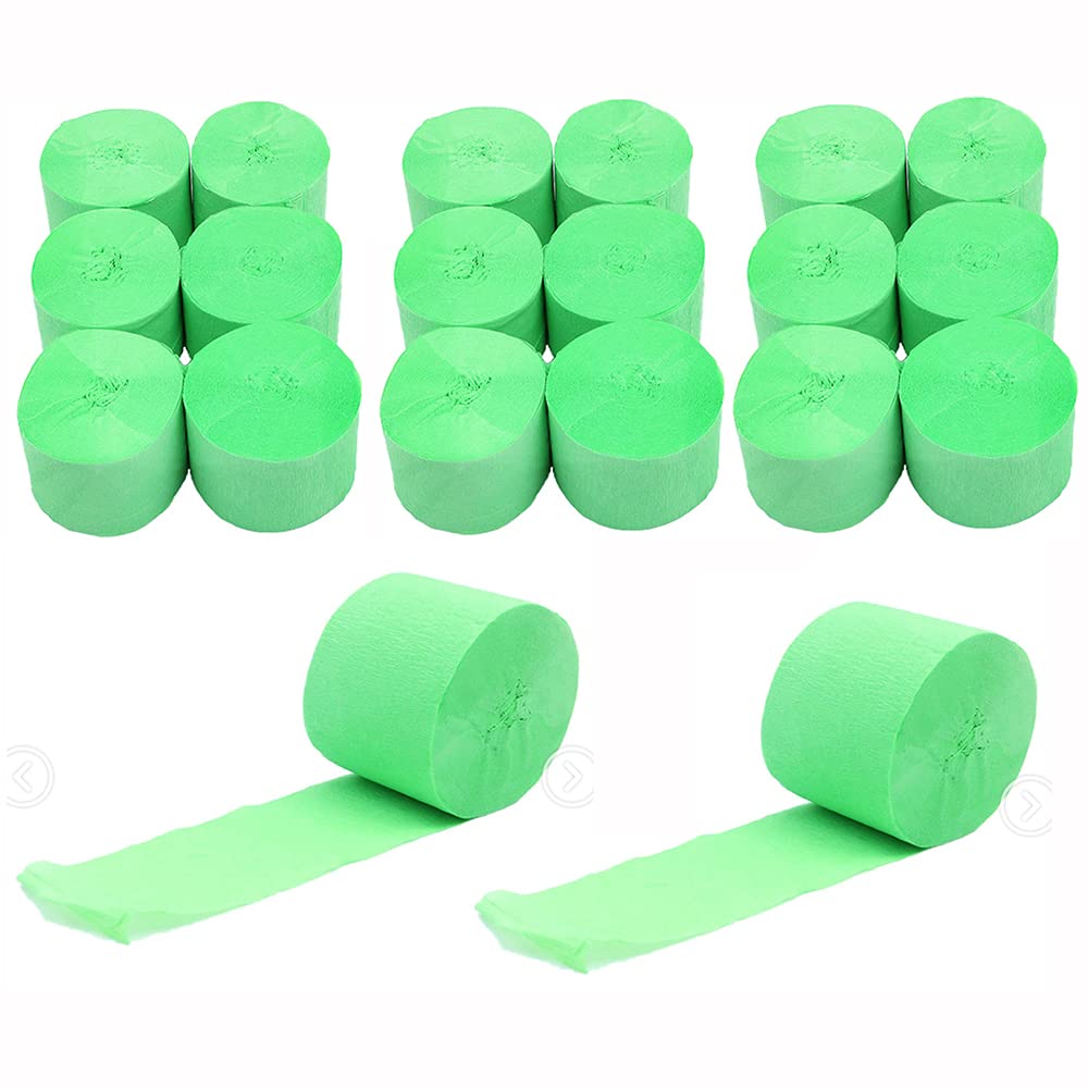 ANCLLO 20 Rolls 3.5cm x 10m Crepe Paper Party Streamers, Streamers Backdrop Hanging Decorations for Birthday Party, Wedding and Festival Decorations, Green
