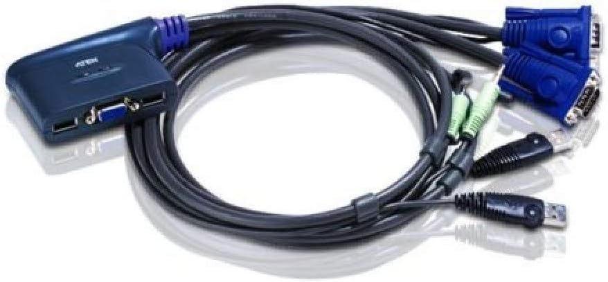 ATEN CS62U 2-Port USB VGA Audio KVM Switch 1.8m 2048x1536 Windows Linux Mac Sun