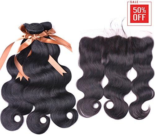 ALLRUN Hair Brazilian Virgin Hair Body Wave 3 Bundles with 13x4 Free Part Full Lace Closure with Baby Hair 100% Remy Human Hair Extensions (12 14 16 +10"Lace Frontal)