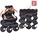 ALLRUN Hair Body Wave 3 Bundles With Frontal(16 18 20 +14 Lace Frontal) Brazilian Body Wave Human Hair Bundles with Ear to Ear Lace Frontal Unprocessed Virgin Hair Extensions Natural Color