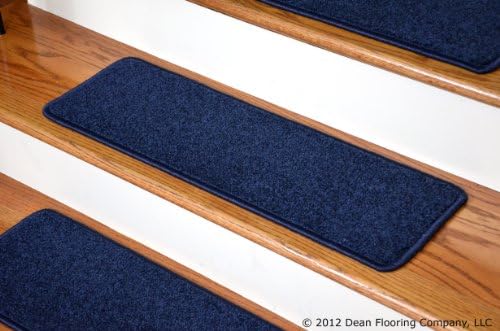Dean Carpet Stair Treads 27" x 9" Navy Blue Plush (Set of 13)