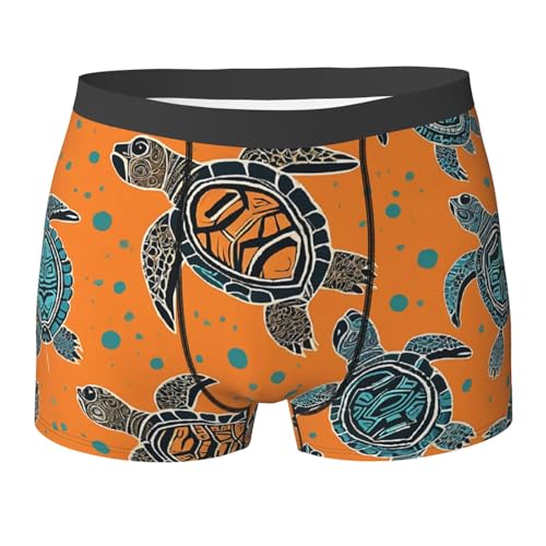 SYHEART Cartoon Sea Turtle Print Men'S Boxer Briefs With Elastic Comfort Fit Design For All-Day Wear
