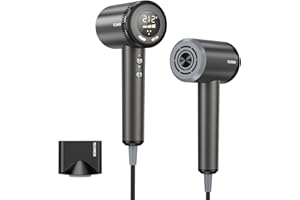 TECHMERI Hair Dryer for Men 110,000 RPM Brushless Blow Dryer Ionic Hair Dryer with LED Display, Intelligent Thermal-Control Travel Hair Dryer for Women, Blow Hair Dryer with Nozzle