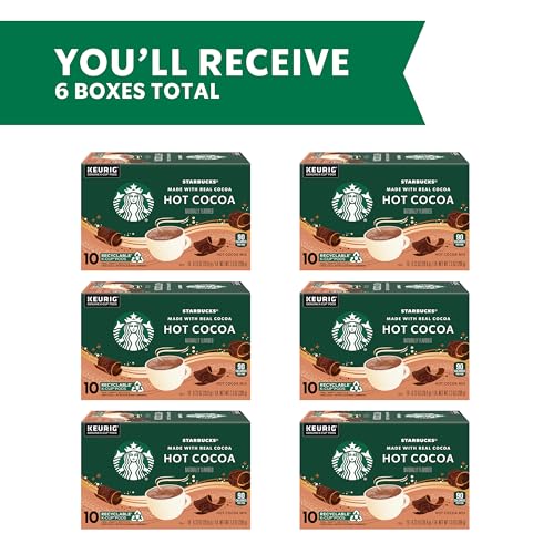 Starbucks Coffee KCup Pods, Naturally Flavored Hot Cocoa For Keurig Coffee Makers, 6 Boxes (60