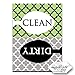 Clean Dirty Dishwasher Magnet Dishes Sign – Cute Elegant Quatrefoil Moroccan Trellis Modern Pattern – Green Black Grey – 3.5 x 2.5 – Housewarming, Bridal Registry & Gag Gift Idea for Men Women Teens