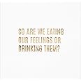 Andaz Press White with Foil So Are We Eating Our Feelings Or Drinking Them? Cocktail Napkins, 5 Inch Count 3-Ply Disposable F