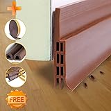 Door Sweep Weather Stripping Kits by BUENAVO，39" Under Door Bottom Seal Strip draft stopper &amp; 16.4ft Door Window Weatherproof Seal for Cracks and gaps (brown)