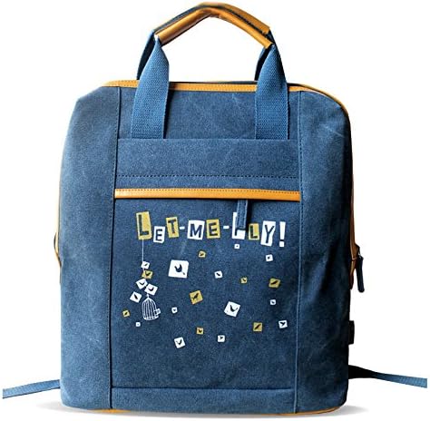 Yoovi Princess Laptop Canvas Backpack Weekender Bag Rucksack Schoolbag (Beautiful Life) (Blue)