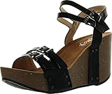 Refresh MARA-02 Women's Ankle Strap Comfort Buckle Platform Wedge Sandal