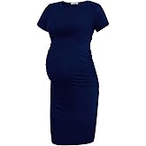 Smallshow Women's Short Sleeve Maternity Dress Ruched Pregnancy Clothes