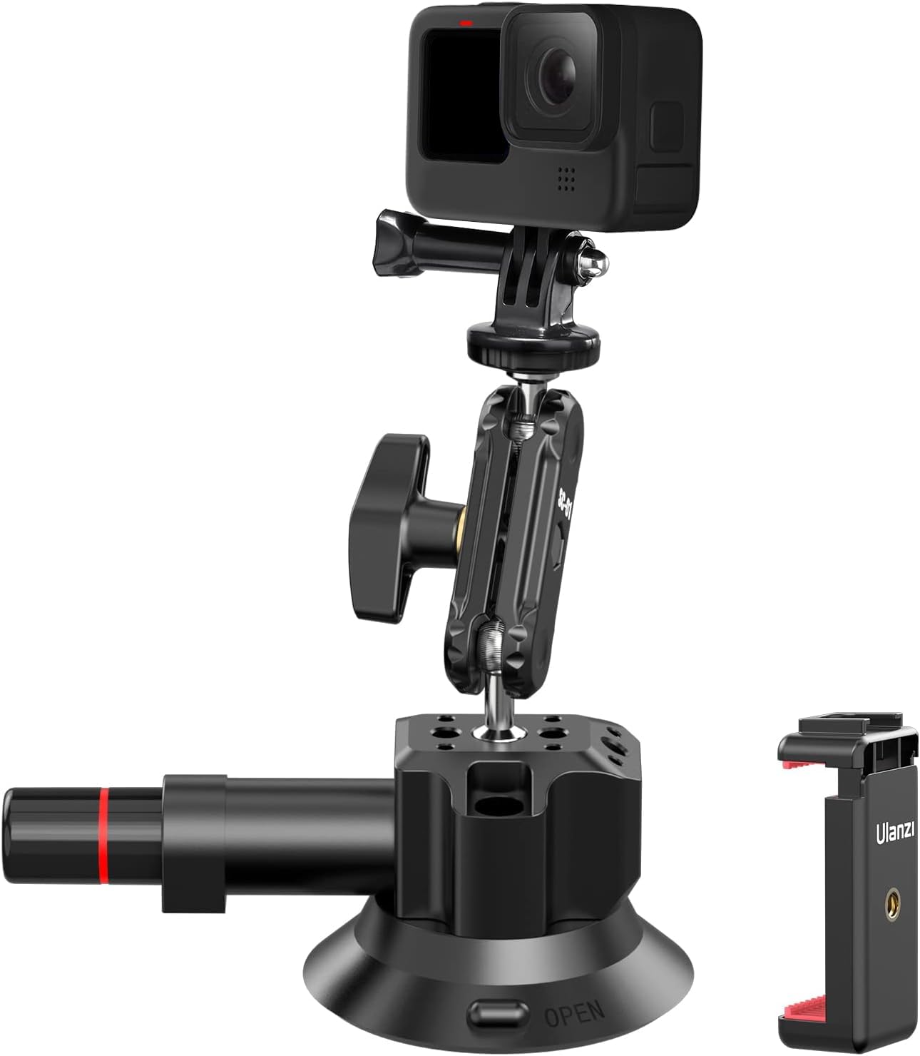 Photo 1 of **MISSING SOME PIECES**Ulanzi SC-01 Heavy-Duty Suction Cup Mount for Camera/Phone/Accessory (3"), Pump-actived Vacuum Suction Cup Mount, Magic Arm Phone Holder Action Cam Adapter Car Boats Windshield Window Mount