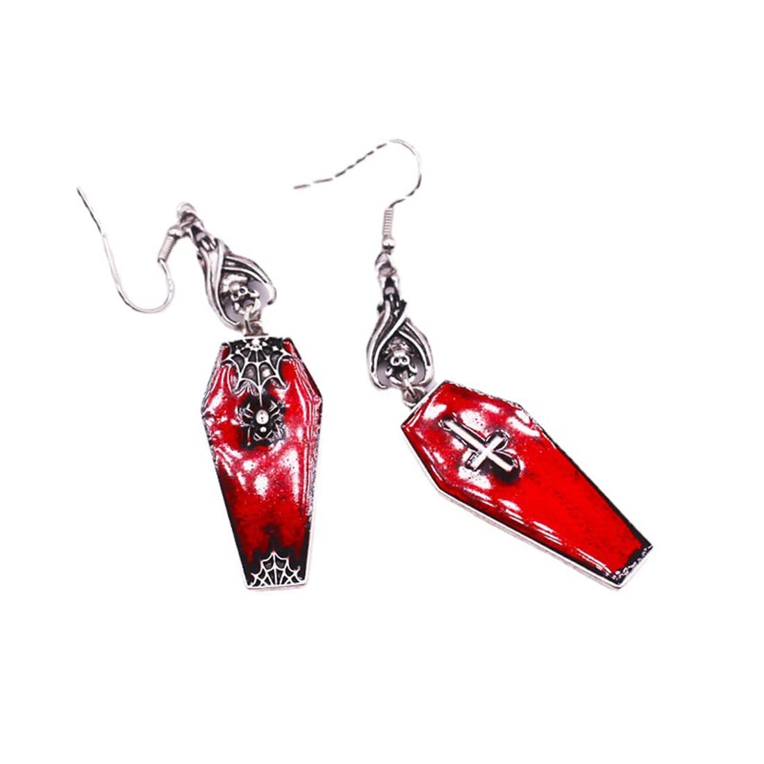 GAUEIOUR Vampire Coffin Earrings Spider Web Cross Bat Earrings,Best Earring for Halloween Cosplay,Retro Exaggerated Bat Cross New Earring for Men and Women
