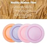 4pcs Bamboo Kids Plates for Baby feeding，Non Toxic & Safe Toddler Plates, Eco-Friendly Tableware for Baby Toddler Kids Bamboo Toddler Dishes & Dinnerware Sets,02