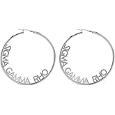 Sorority Shop Sigma Gamma Rho- Hoop Silver Plated Dainty Earrings for Women - Sigma Gamma Rho Jewelry with Ideal 2" Diameter Hoops - Sigma Gamma Rho Gifts