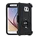 ULAK Hybrid Rugged Three Layer Holster Case with Built-in Rotating Kickstand and Belt Swivel Clip for Galaxy S6 - Black