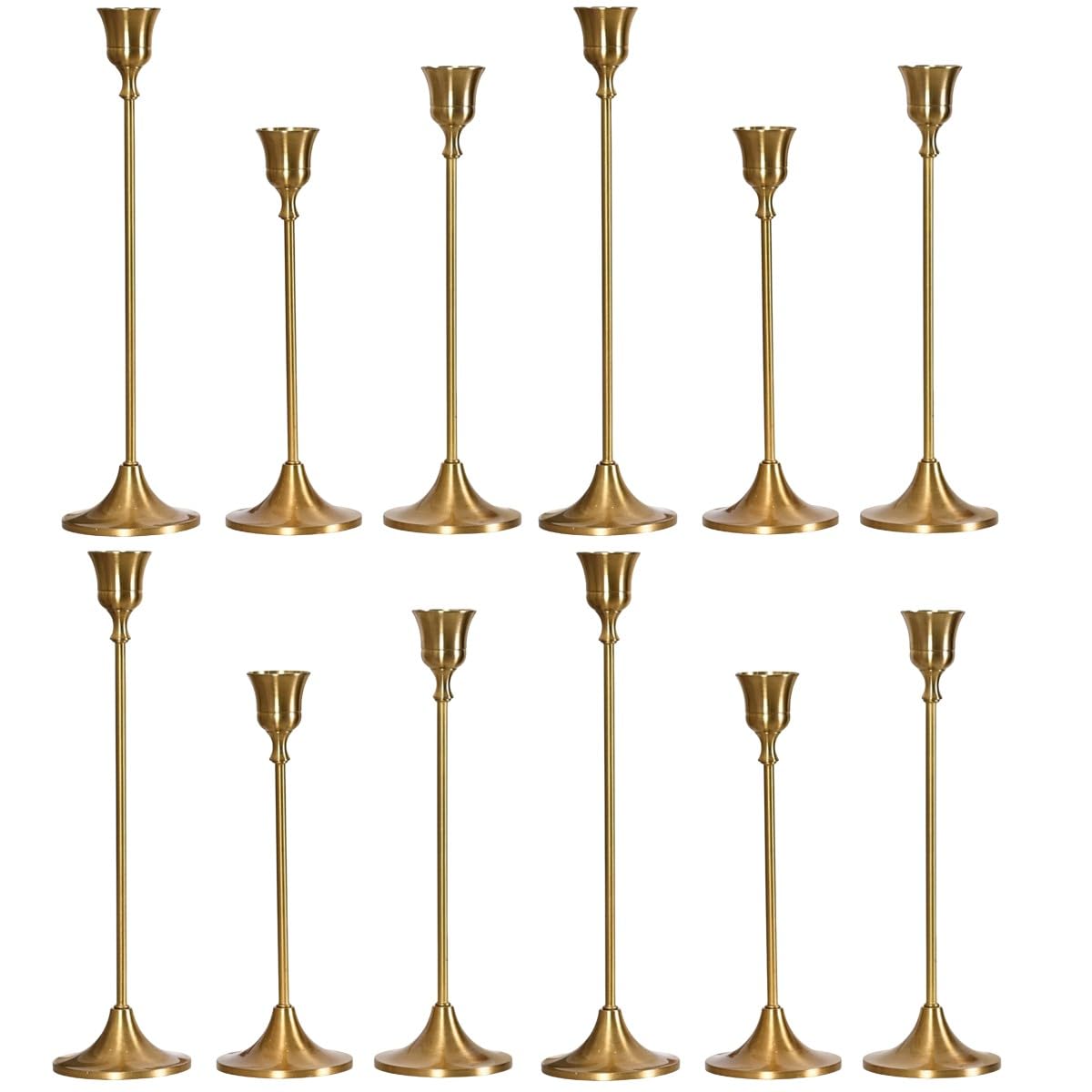 Photo 1 of Gold Candle Holders Set -30pcs Taper Candle Holder for Candlesticks, Tall Metal Candlestick Holders for Table Centerpiece, Home Decor, Fits 3/4 Inch Thick Candles (Gold, 4 Sets(12 Pcs))
