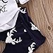 Newest Newborn Baby Kids Boys Girls Deer T-Shirt Tops+Pants Outfits Sets (18-24 Months, White&Dark Blue)