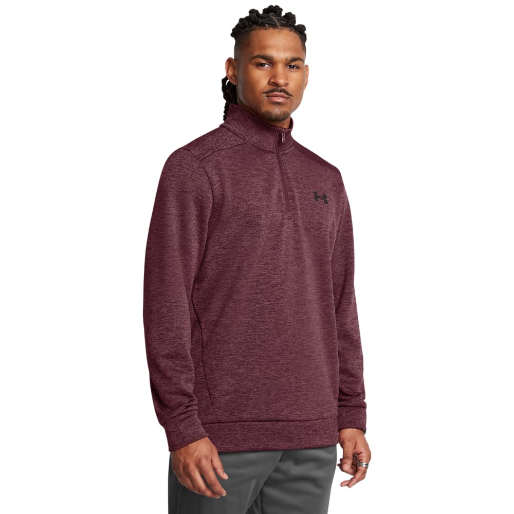 Under Armour Men's Armour Fleece Twist Quarter Zip, (600) Dark Maroon / / Black, Medium Image