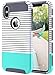 ULAK iPhone Xs Case, Dual Layer Case for iPhone X, Slim Fit Hybrid Hard PC Shell Flexible Shock Absorbing TPU Skin Protective Grip Cover for Apple iPhone X/Xs 5.8 Inch, Mint Stripes