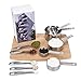 Premium Stainless Steel Measuring Cups and Spoons Set By Koppu - 10 Piece Stackable/Collapsible Measuring Kit - Engraved Measurement Handles - Suitable For Dry & Liquid Ingredients - 100% Non Toxic