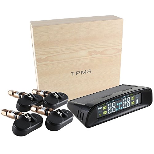 NEVERLAND Wireless Tire Pressure Monitoring Solar Power System TPMS Internal Sensor Bar PSI DIY Tire Gauge