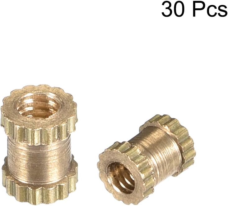uxcell Knurled Insert Nuts, M2 x 4mm(L) x 3.5mm(OD) Female Thread Brass Embedment Assortment Kit, 30 Pcs - Image 4