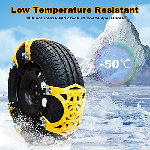 SEEYANG Upgraded Snow Chains for Car, 6Pcs Emergency Anti Slip Tire