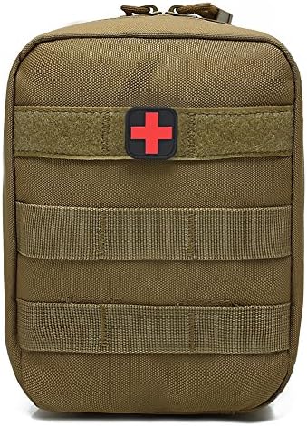 Fitackle Tactical Molle EMT Medical First Aid IFAK Blowout Utility Pouch - Free Bonus First Aid Patch (Tan)