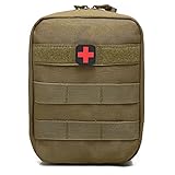Fitackle Tactical Molle EMT Medical First Aid IFAK Blowout Utility Pouch - Free Bonus First Aid Patch (Tan)