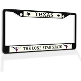 Metal Insert License Plate Frame Texas The Lone Star State C Weatherproof Car Accessories Black 2 Holes Solid Insert