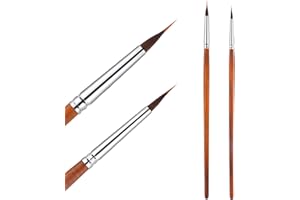 TUCNOEU 2pcs Extended Needle Point, 8.6 and 8.8 Inch Watercolor Brushes Set - Water Color Brushes Professional Liner Brush Synthetic Extra Long Pinhead Brush with Sable Body for Watercolor Acrylic & Gouache