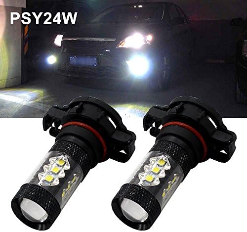 Boodlied Extremely Bright Max 50W High Power PSY24W H16 Headlight Bulb LED Fog Bulbs for Auto Fog Lights Truck RV Camper Daytime Running Driving light,xenon White,12V(2-Pack).