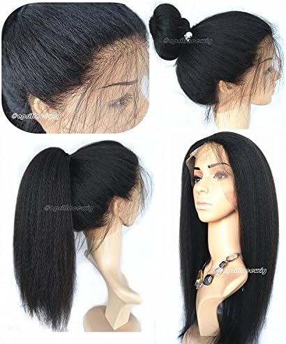 [April Lace Wigs]360 wig Italian yaki Pre Plucked Bleached Knots human hair wigs Brazilian virgin 180% density with baby hair natural hairline (14 inches)