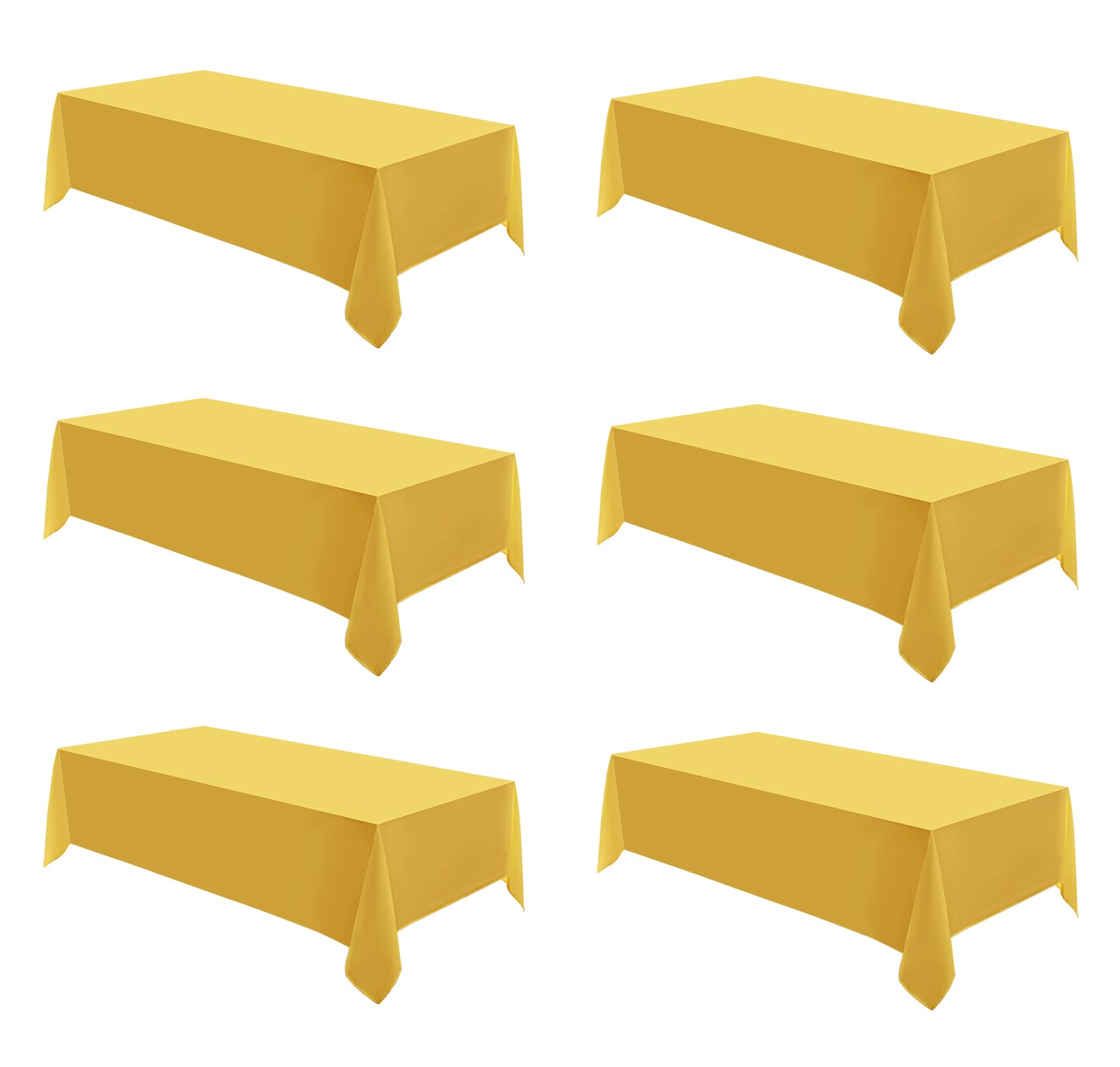 Photo 1 of Aocoz Rectangle Tablecloths 90x132 Inch 6 Pack Yellow Tablecloth Washable Decorative Linen Polyester Table Cloths for Dining Table Banquets Buffet Parties and Wedding