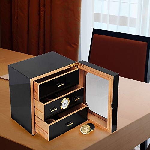 Cigar Hygrometer - Cigar Humidifier - Precision Round Adjustable Point Hygrometer - for Tobacco Moisturizing and Increased Humidity - Suitable for Cigar Box/Cigar Cabinet-Gold - Thumbnail 2