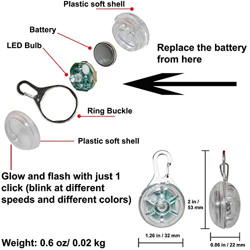 ANERSUS Water Resistent Pet Dog & Cat Collar LED Lights 8-Pack, Clip on Collar Makes Your Small Medium Large Dogs Cats Visible, Safe & Seen at Night | Battery Included, Colorful