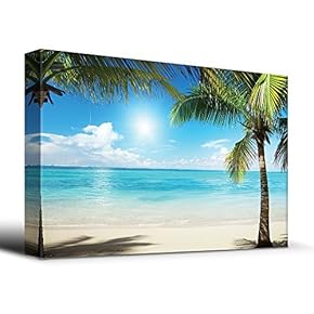 Tropical Blue Waters Framed by Palms - Canvas Art Home Art - 12x18 inches