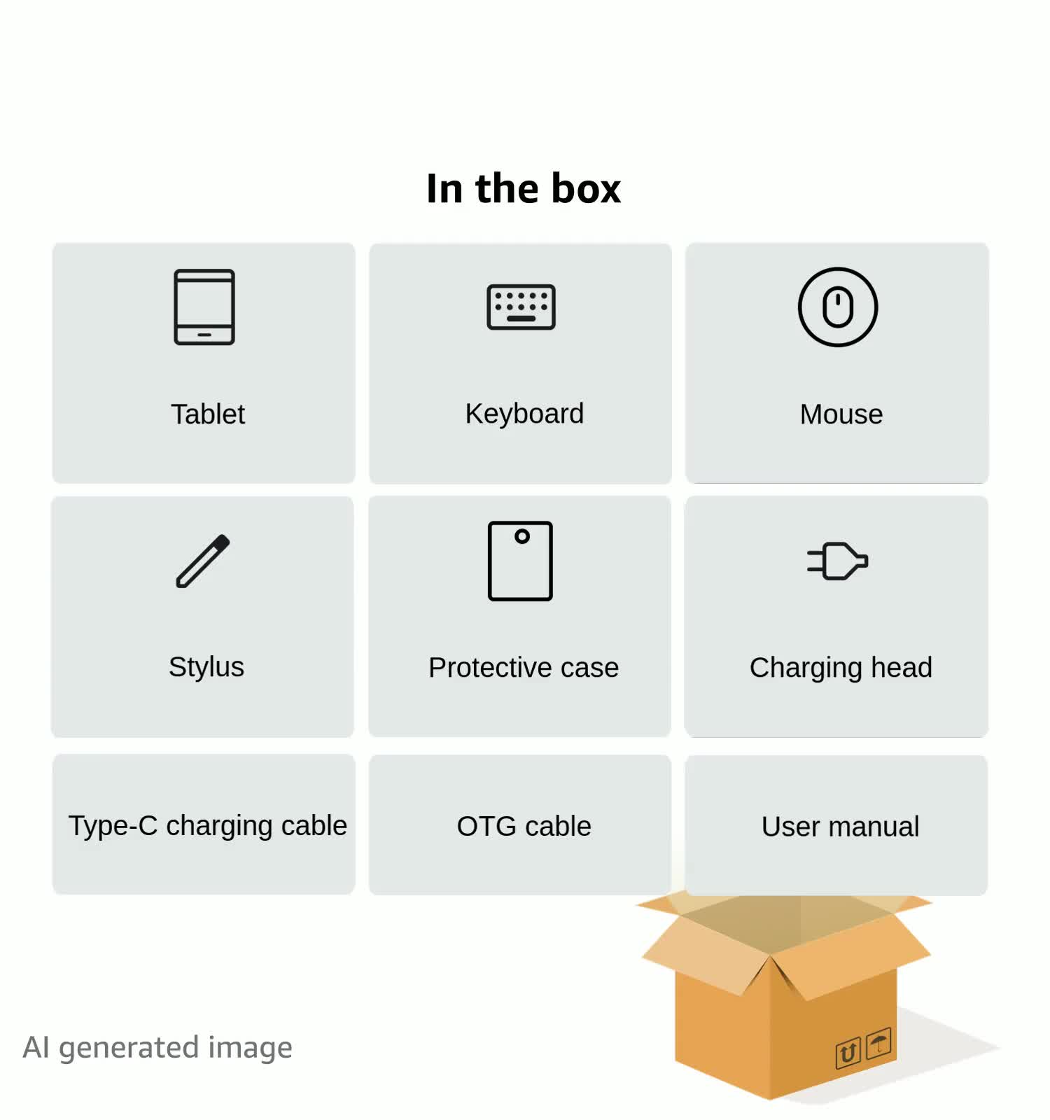 Android 14 Tablet with Keyboard, 12GB RAM (6+6), 128GB Storage, 1TB Expandable, 8000mAh Battery, 10 Inch 2-in-1 Tablets, Includes Case, Mouse & Stylus（Black Case）