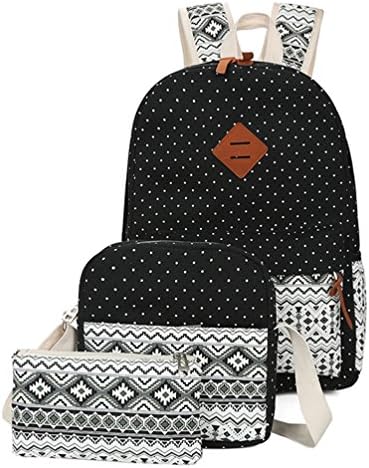 Euter Girls Lightweight School Backpack Cute Polka Dot Bookbag Daypack Shoulder Bag School Backpack Black