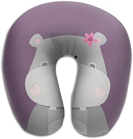Animal Hippo Comfortable Unscented Soft Neck Pillow Travel Memory Foam U Shaped Pillow For Young Adult U Shaped Pillow 100% Polyester Travel Pillow Aeroplane Pillow
