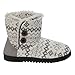 Dearfoams Womens Memory Foam Sweater Knit Bootie Slippers, L, Grey Snowflake