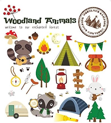 Winhappyhome Animals Camp Wall Art Stickers for Kids Room Living Room Coffee Shop Background Removable Decor Decals