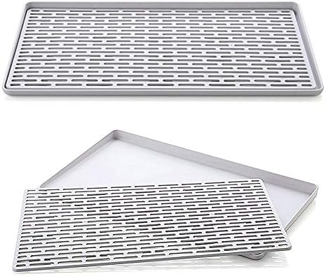 Serving Tray Artstore Plastic Tray for Food Double-Layer Non-Slip Coffee Trays for Eating Square White Tea Trays for Fruit Drinking for Dinner