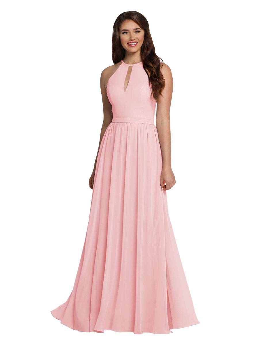 chiffon halter bridesmaid dress