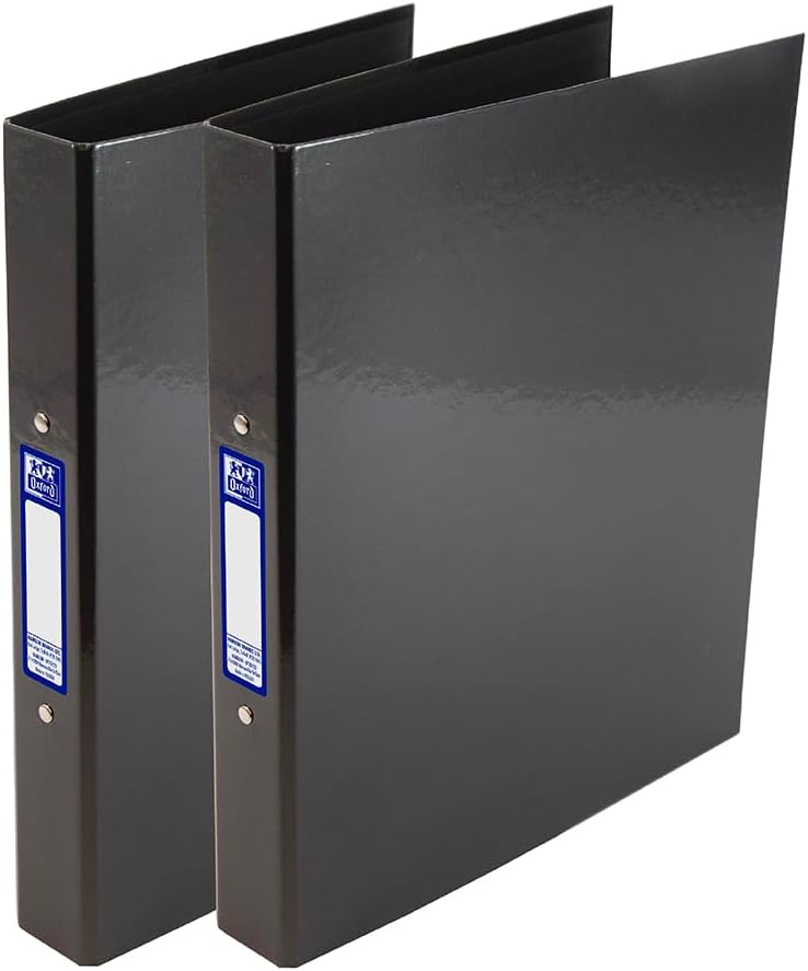 Oxford Premium A4 Ring Binders Charcoal Black 40mm Spine Pack of 2
